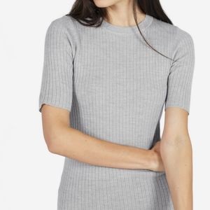 Everlane Gray Ribbed Merino Wool Mid Sleeve Sweater Top